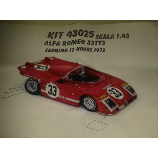 Kit Alfa Romeo 33 TT 3 12 Hrs Sebring 1972 # 33 Vaccarella / Hezemans - Resin Kit 1:43